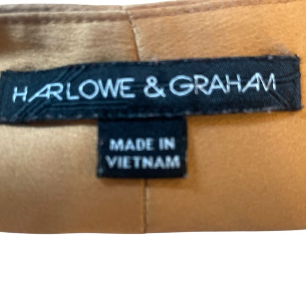 Harlowe & Graham Surplice Wrap Blouse XS Caramel Hi-Lo Long Sleeve Top - Picture 6 of 7